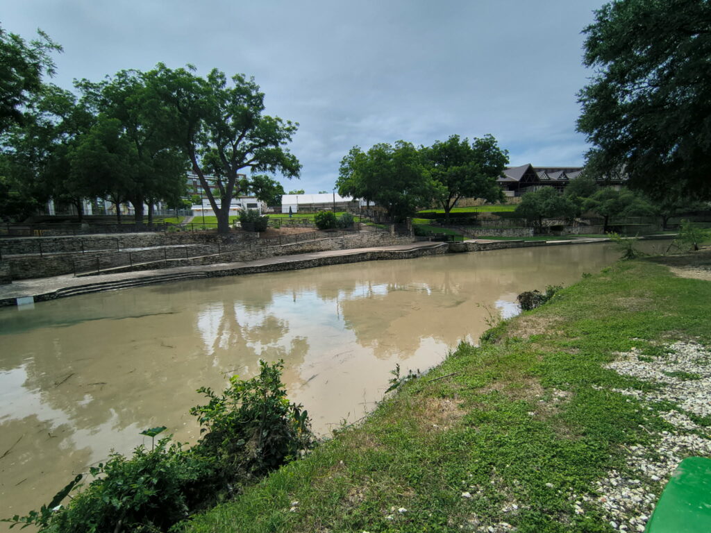 Comal River in New Braunfels Texas showing high water conditions after heavy rainfall in 2026