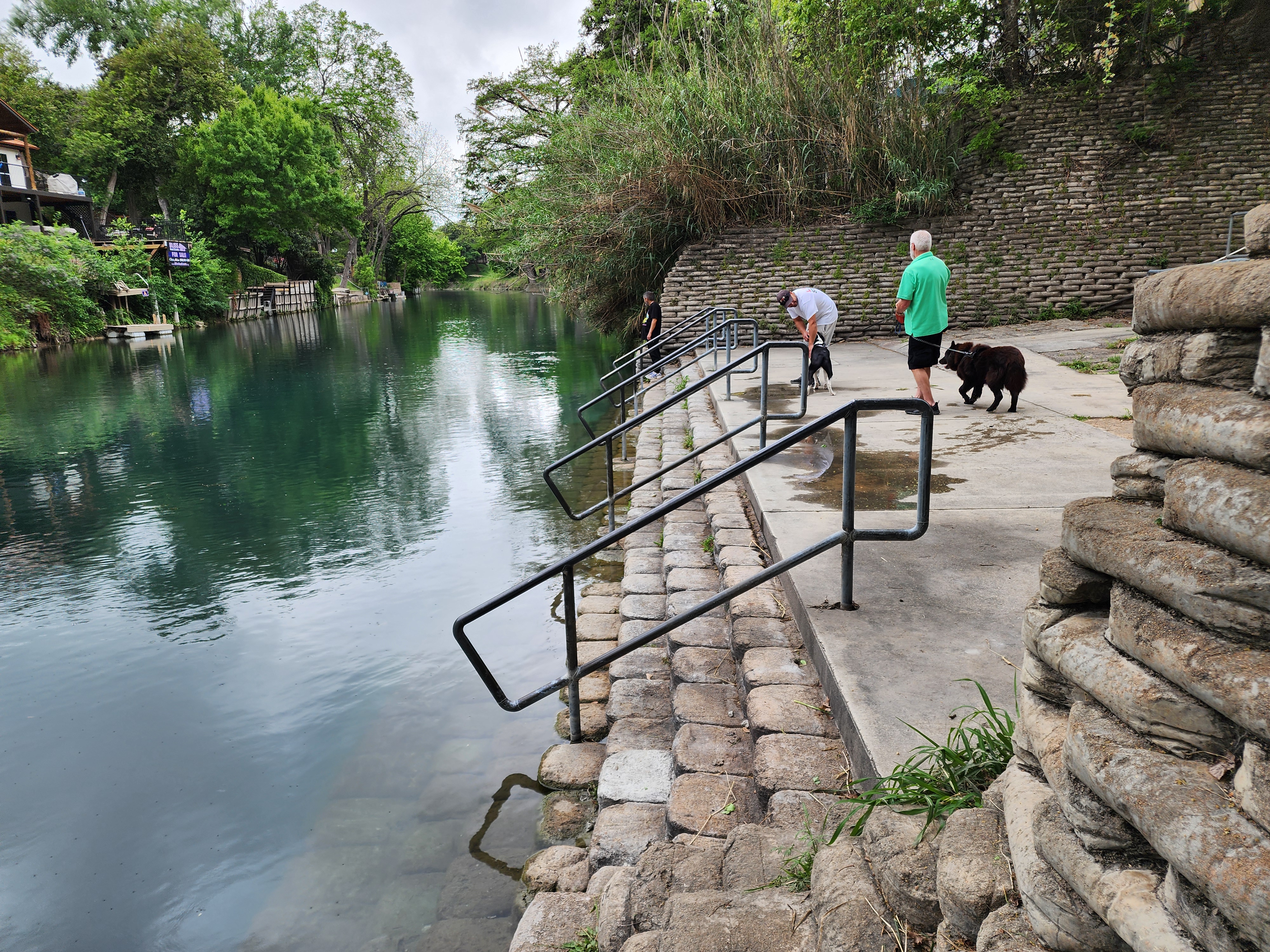 Last public exit stairs on the Comal River in New Braunfels Texas near Landa River Trips