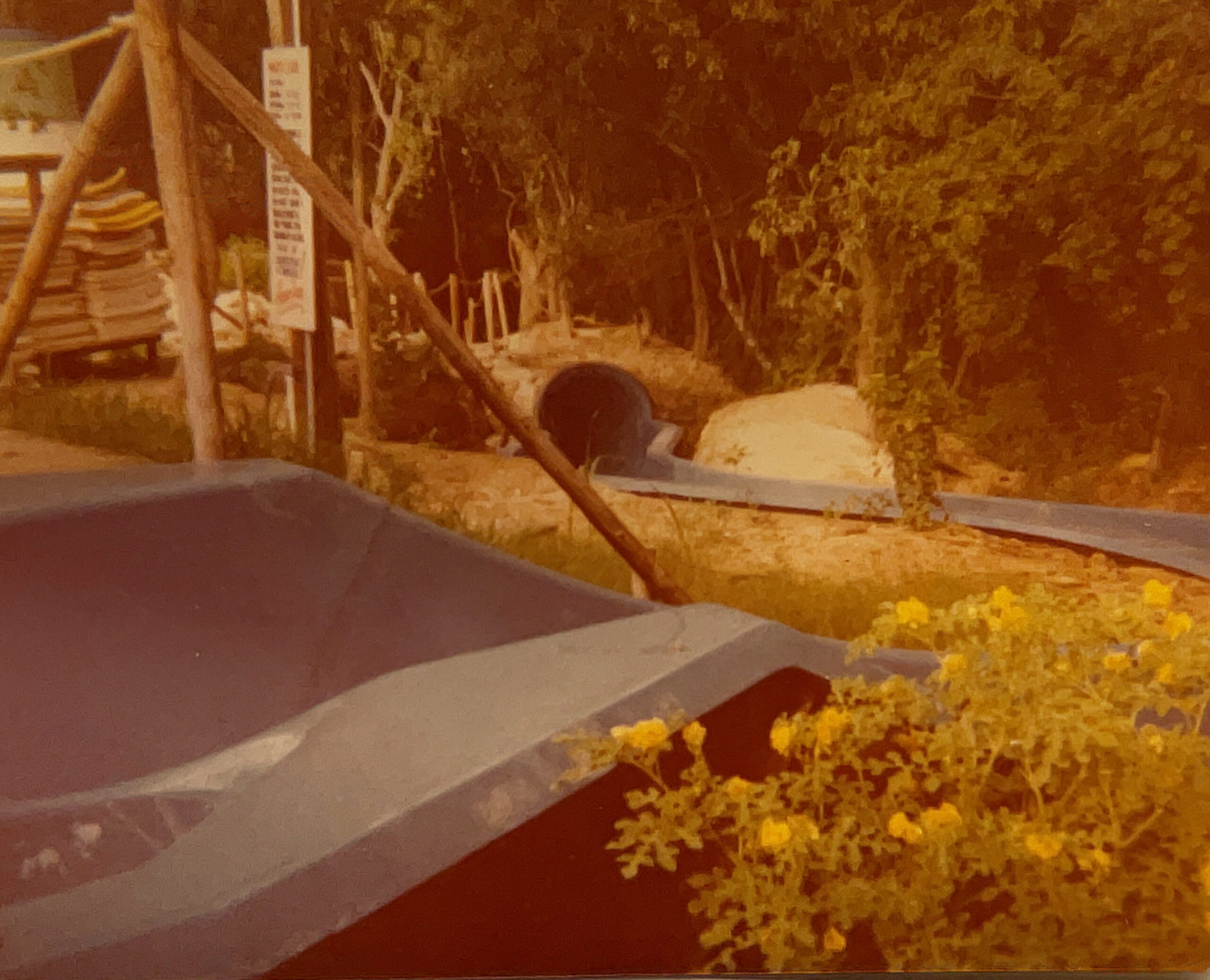 Historic photograph of the Guadalupe Chute water park on the Guadalupe River in New Braunfels Texas in the 1980s