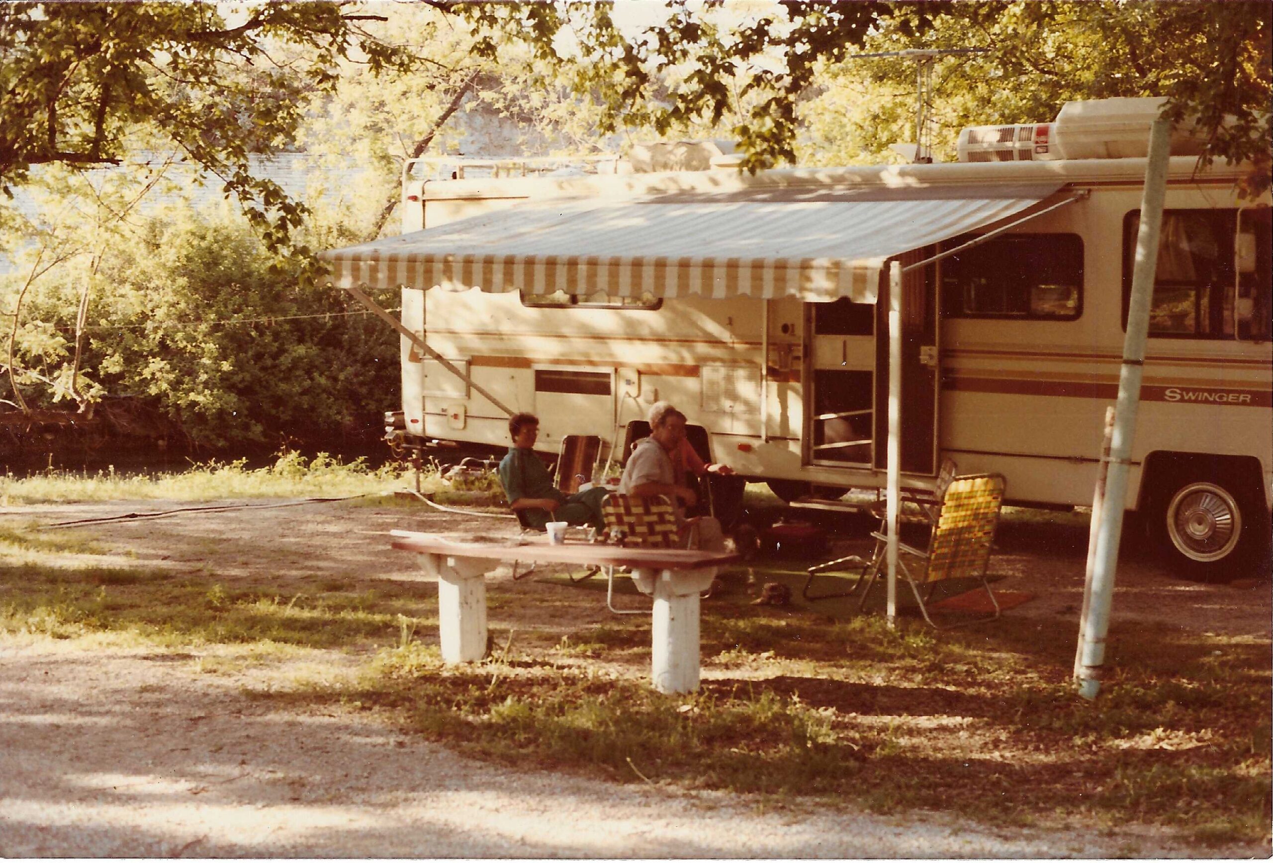 Historic 1984 photograph of Landa RV Park on the Comal River in New Braunfels Texas