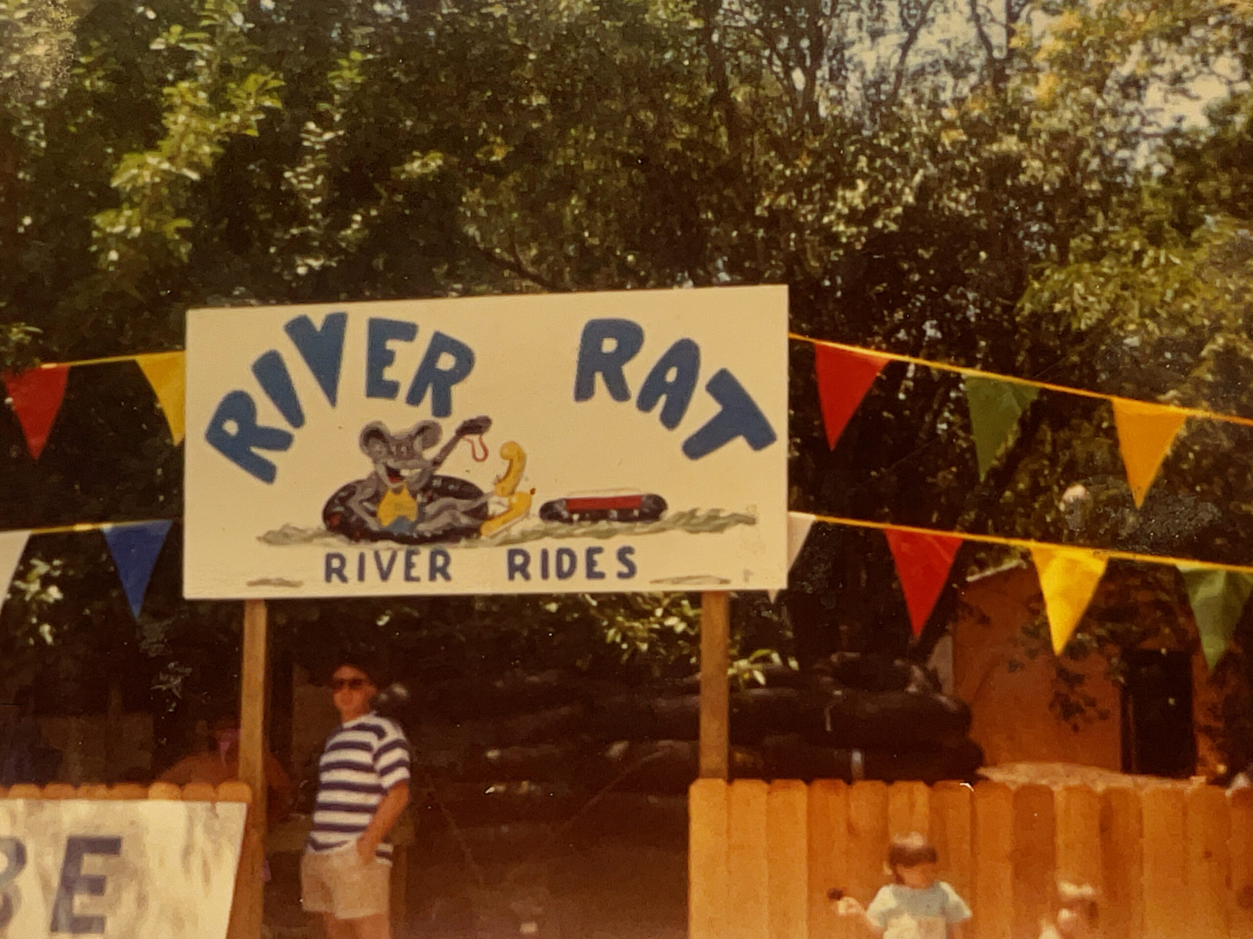 Original River Rat River Rides sign in New Braunfels Texas 1986 the original name of Landa River Trips on the Comal River